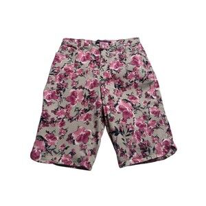 Gloria Vanderbilt Amanda Floral Denim Bermuda Shorts Sz 6